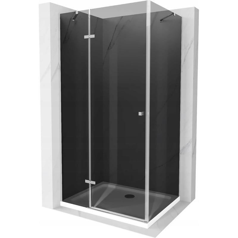 Mexen Roma kabina prysznicowa uchylna 110 x 100 cm, grafit, chrom + brodzik Flat, biały - 854-110-100-01-40-4010