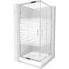 Mexen Rio kabina prysznicowa kwadratowa 90 x 90 cm, pasy, chrom + brodzik Rio, biały - 860-090-090-01-20-4510