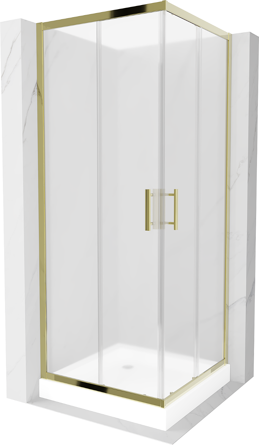 Mexen Rio kabina prysznicowa kwadratowa 80 x 80 cm, szron, złota + brodzik Rio, biały - 860-080-080-50-30-4510