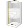Mexen Rio kabina prysznicowa kwadratowa 80 x 80 cm, pasy, złota + brodzik Rio, biały - 860-080-080-50-20-4510