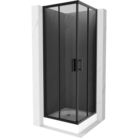 Mexen Rio kabina prysznicowa kwadratowa 70 x 70 cm, grafit, czarna + brodzik Rio, biały - 860-070-070-70-40-4510