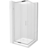 Mexen Rio kabina prysznicowa kwadratowa 80 x 80 cm, szron, chrom + brodzik Flat, biały - 860-080-080-01-30-4010