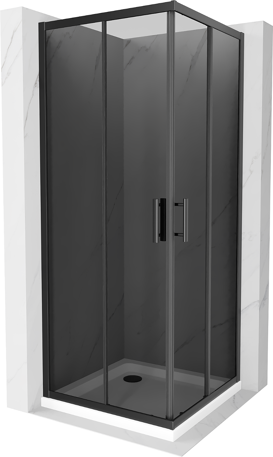 Mexen Rio kabina prysznicowa kwadratowa 80 x 80 cm, grafit, czarna + brodzik Flat, biały - 860-080-080-70-40-4010B