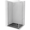 Mexen Pretoria kabina prysznicowa uchylna 90 x 110 cm, transparent, chrom + brodzik Flat, czarny - 852-090-110-01-00-4070