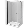 Mexen Pretoria kabina prysznicowa uchylna 90 x 70 cm, transparent, czarna + brodzik Flat - 852-090-070-70-00-4010B