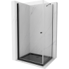 Mexen Pretoria kabina prysznicowa uchylna 90 x 80 cm, transparent, czarna + brodzik Flat, czarny - 852-090-080-70-00-4070B
