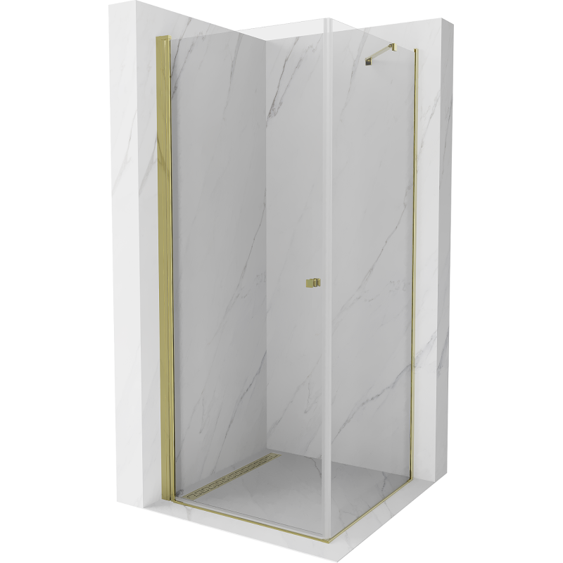 Mexen Pretoria kabina prysznicowa uchylna 100 x 100 cm, transparent, złota - 852-100-100-50-00