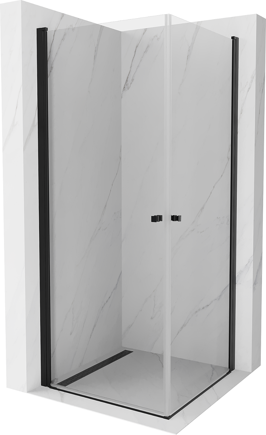 Mexen Pretoria Duo kabina prysznicowa uchylna 100 x 100 cm, transparent, czarna - 852-100-100-70-00-02