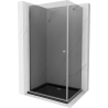 Mexen Pretoria kabina prysznicowa uchylna 100 x 110 cm, grafit, chrom + brodzik Flat, czarny - 852-100-110-01-40-4070