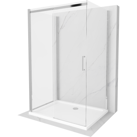 Mexen Omega kabina prysznicowa 3-ścienna, rozsuwana 110 x 100 cm, transparent, chrom + brodzik Flat - 825-110-100-01-00-3s-4010