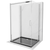 Mexen Omega kabina prysznicowa 3-ścienna, rozsuwana 100 x 90 cm, transparent, chrom + brodzik Flat - 825-100-090-01-00-3s-4070