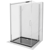 Mexen Omega kabina prysznicowa 3-ścienna, rozsuwana 130 x 100 cm, transparent, chrom + brodzik Flat - 825-130-100-01-00-3s-4070