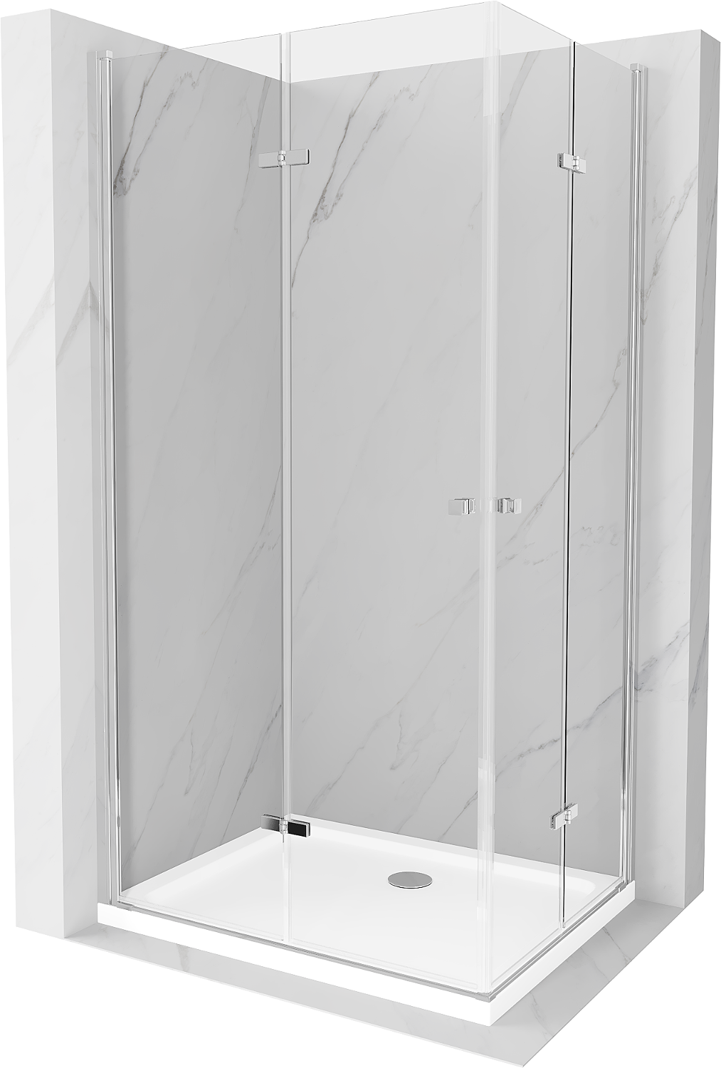 Mexen Lima Duo kabina prysznicowa składana 100 x 90 cm, transparent, chrom + brodzik Flat - 856-100-090-01-02-4010
