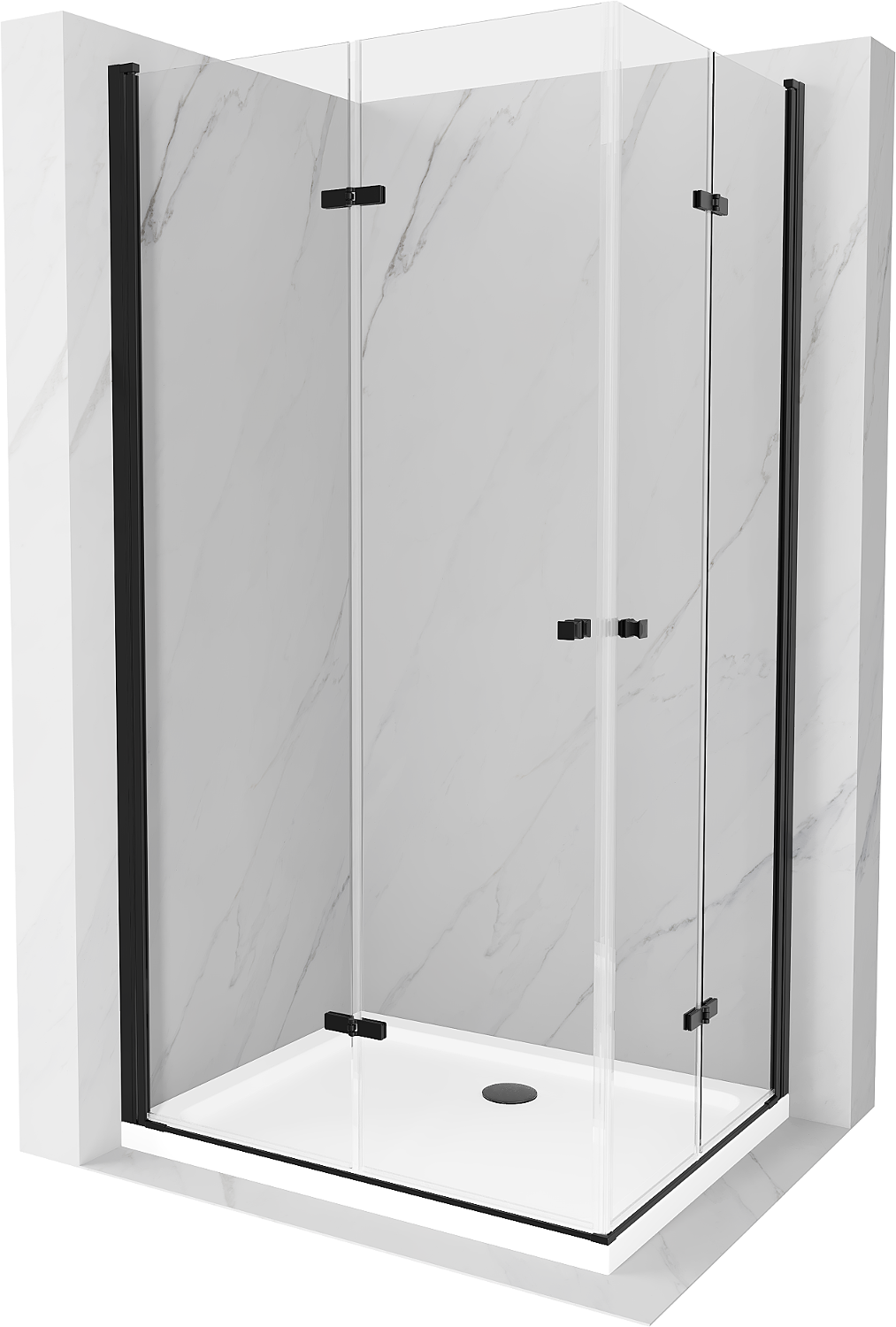 Mexen Lima Duo kabina prysznicowa składana 100 x 90 cm, transparent, czarna + brodzik Flat - 856-100-090-70-02-4010B