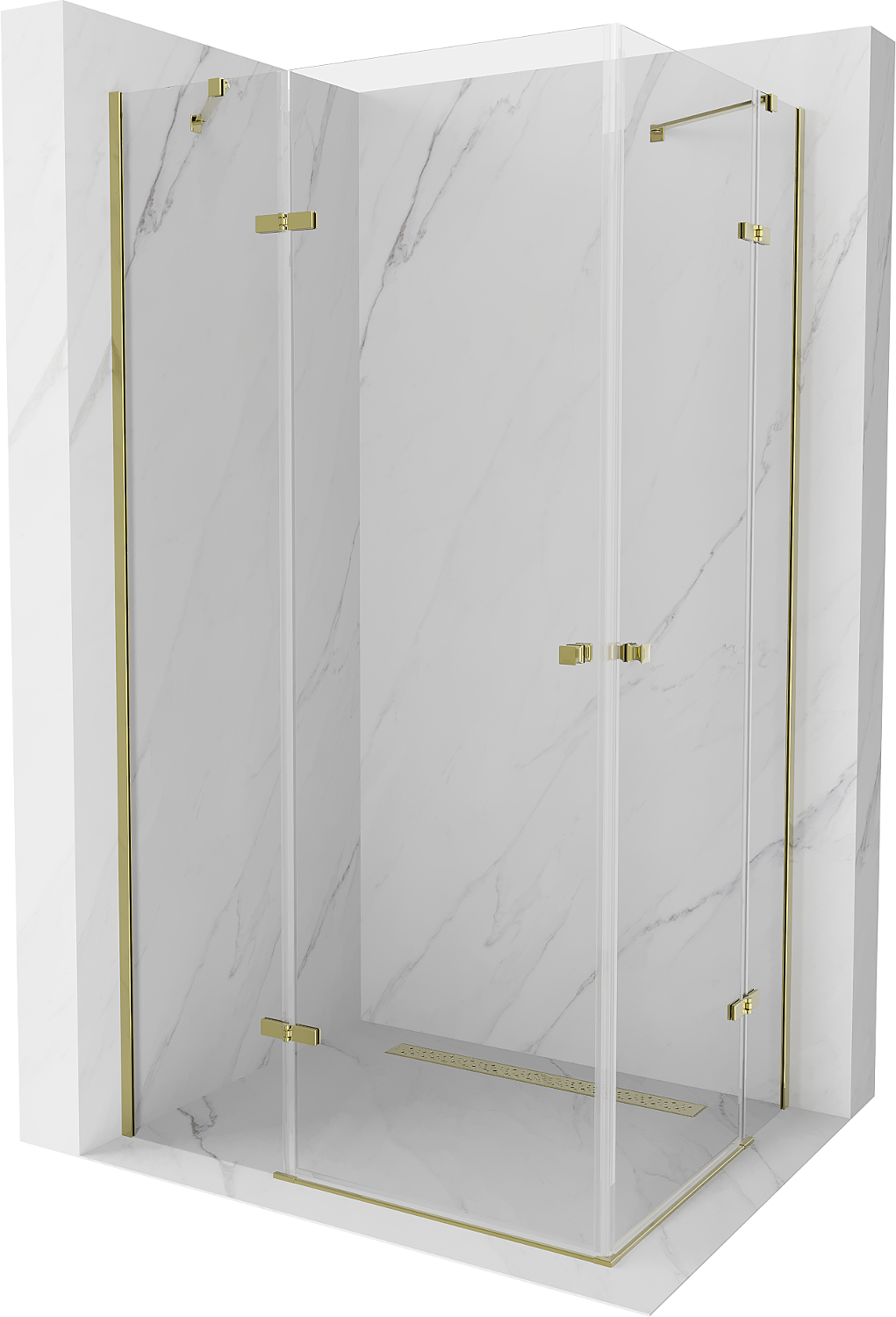 Mexen Roma Duo kabina prysznicowa uchylna 80 x 70 cm, transparent, złota - 854-080-070-50-00-02