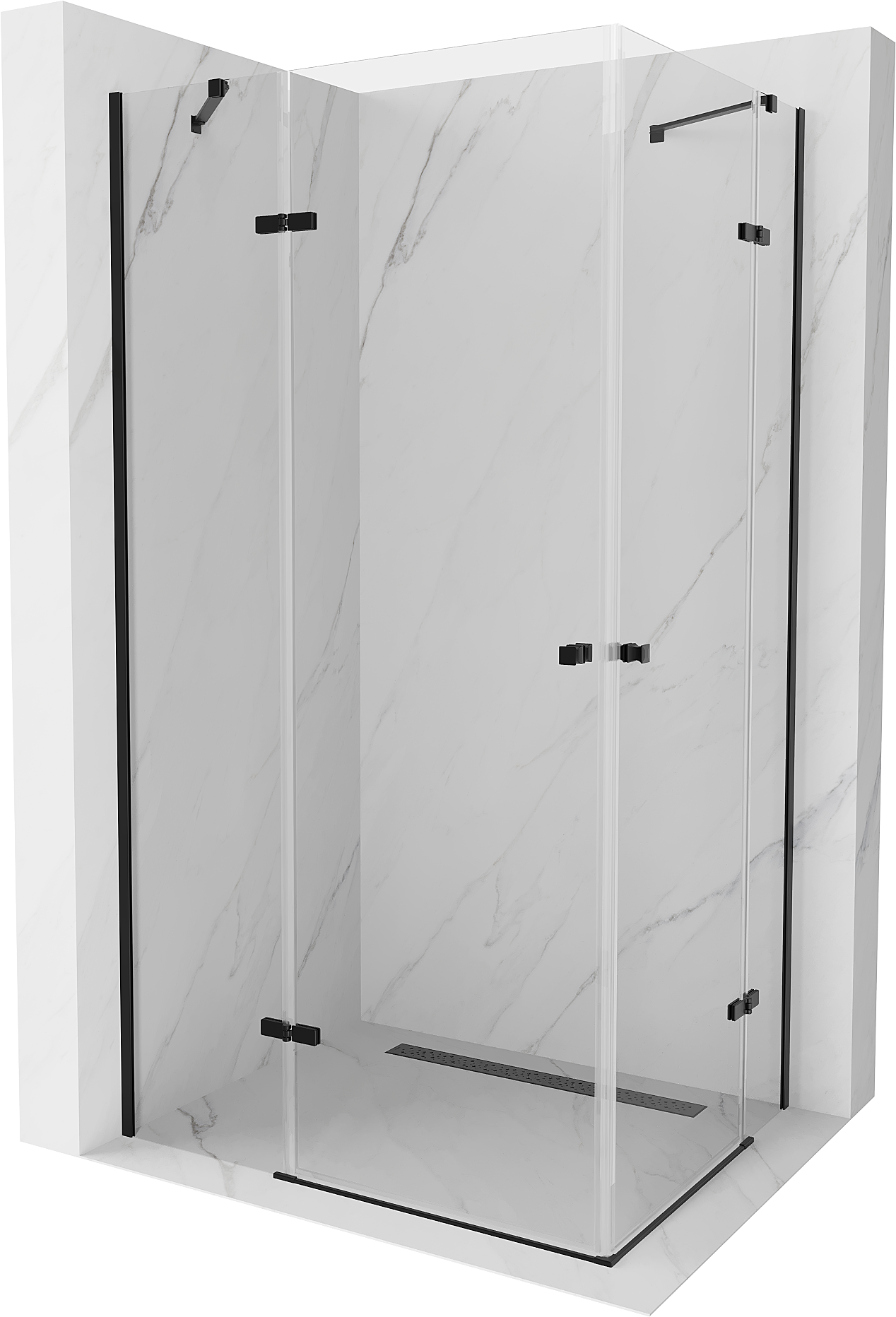 Mexen Roma Duo kabina prysznicowa uchylna 100 x 90 cm, transparent, czarna - 854-100-090-70-00-02