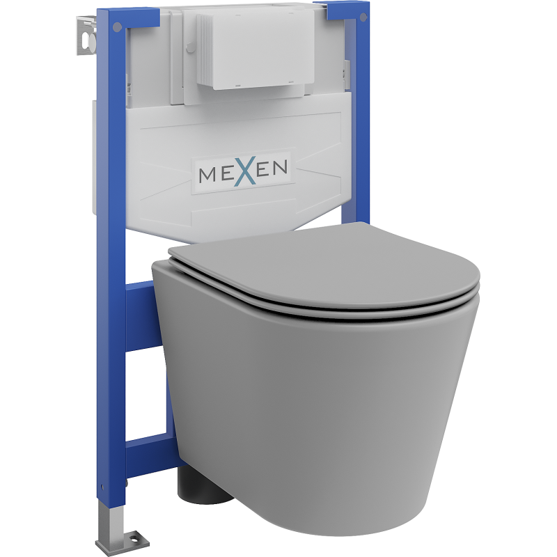 Mexen zestaw podtynkowy WC stelaż Fenix XS-F z miską WC Rico i deską wolnoopadającą, szary jasny mat - 68030724061
