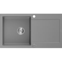 Mexen Leo zlewozmywak granitowy 1-komorowy z ociekaczem 900 x 500 mm, szary, syfon chrom - 6501901010-71