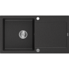 Mexen Leo zlewozmywak granitowy 1-komorowy z ociekaczem 900 x 500 mm, czarny/srebrny metalik, syfon chrom - 6501901010-73