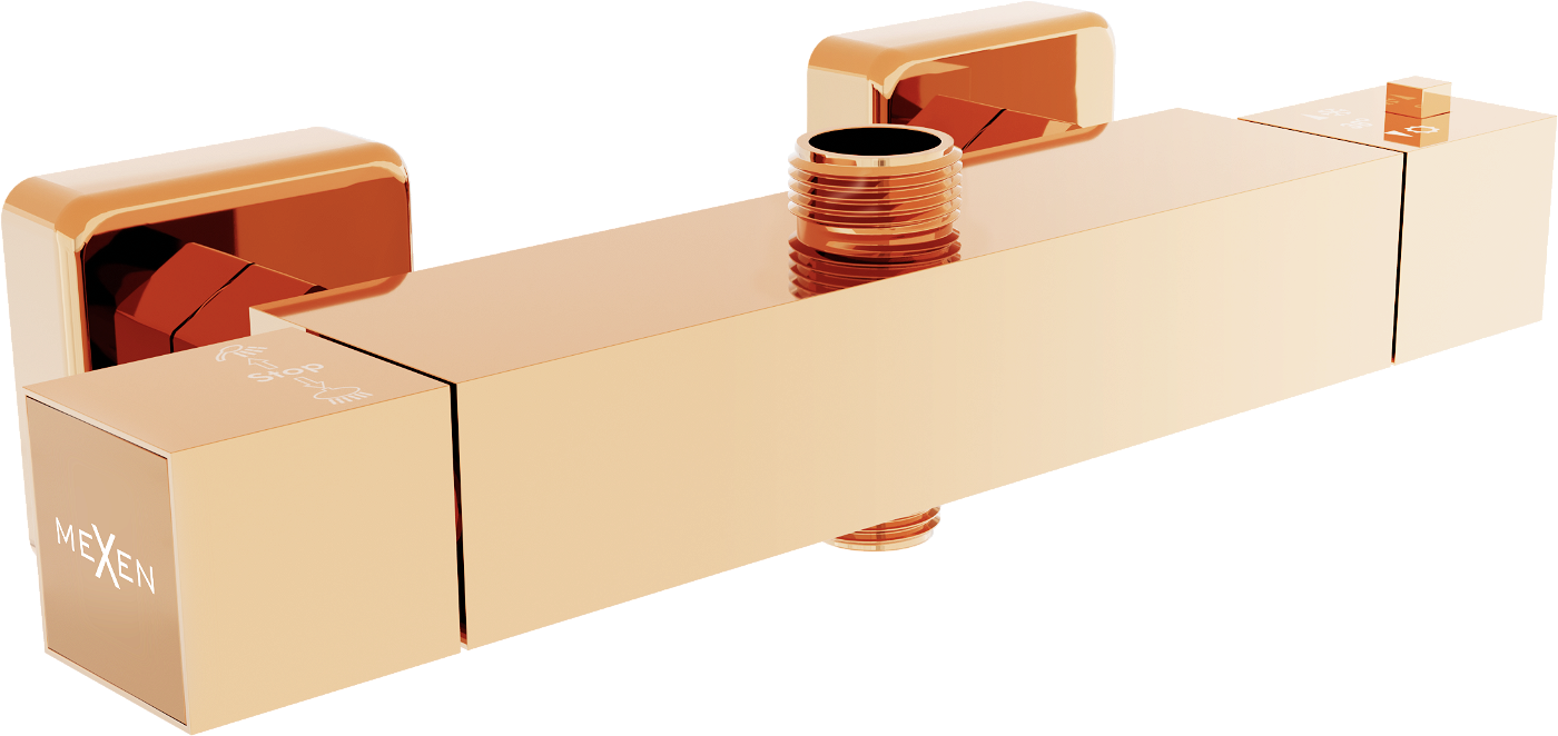 Mexen Cube termostatyczna bateria prysznicowa, różowe złoto - 77250-60